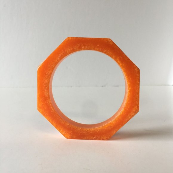 Metallic Orange Cloud Resin Bangle Bracelet Contemporary Jewelry - Picture 2 of 5